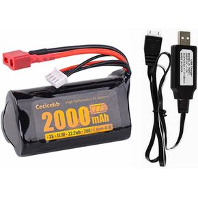 11.1 فولت 2000 مللي أمبير بطارية ليثيوم أيون ل R608 فرش RC قارب 210E 200E RC قارب 2104 فرش مركبة يتم التحكم بها عن بُعد مع كابل شحن USB