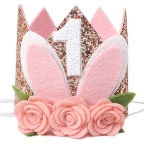بعض الأرنب هو تاج عيد الميلاد الأول - قبعة عيد ميلاد أرنب عيد الفصح الأزهار الأولى للفتيات، ديكور عيد ميلاد فتاة أرنب عيد الفصح، زينة عيد ميلاد الربيع الأول