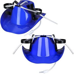 2 Pcs Juice Helmet Soda Hat with Straw Cowboy Soda Hat Beverage Holder Hat Adult Juice Party Hat