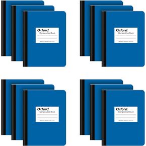 Oxford Composition Notebook 12 Pack, Wide Ruled Paper, 7.5 x 9.75 Inches, 80 Sheets, Blue Covers (63743)