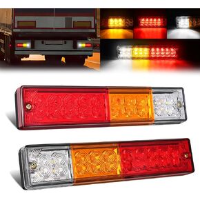 GOOACC Steel Trailer Light Boxes Housing Kit 2PCS Red Side Marker Oval Stop Brake Turn Signals Tail Lights w/Grommet Plugs 3LED License Plate Light for Truck Trailer Boat RV, 2 Years Warranty
