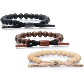 Rastaclat Original Hand Beaded Core Collection Adjustable Men’s Bracelets | Set of 3 Beaded Bracelets (Medium/Large)