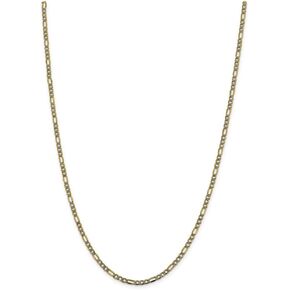 Sonia Jewels 14k White and Yellow Gold Two Toned 3.2mm Pave Figaro Chain Necklace - with Secure Lobster Lock Clasp