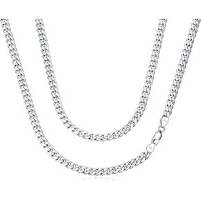 925 Sterling Silver Cuban Link Chain for Men Women 3MM 4MM 5MM Miami Curb Cuban Necklace 18, 20, 22, 24, 26 Inches