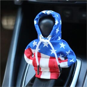 Car Gear Shift Cover with US Flag Design,Fashionable Gear Shift Hoodie for Shifter Knobs,Universal Car Interior Accessories Funny Car Shift Knob Cover for Car Truck SUV (Colorful/U+D)