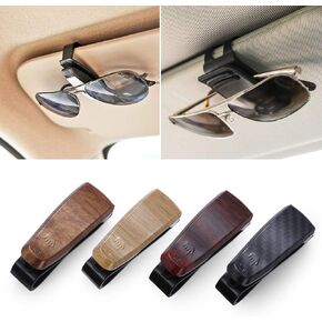4 Pack Glasses Holder for Car Vehicle Auto Sun Visor Universal Clip Stand for Sunglasses Eyeglass Storage Mount ID Card Ticket Case Interior Hanger Wood Carbon Fiber Style