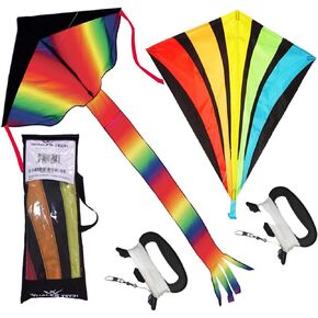 Kites for Kids Ages 4-8, Kites for Adults, Rainbow Kite, Delta and Diamond Kites for Kids Ages 8-12 Easy to Fly, Stunt Kite, Beach Kite with Carrying Bag