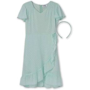 Speechless Girls' Flutter Sleeve Chiffon Dress and Headband
