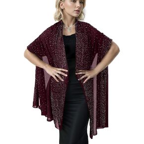 Vijiv Shawls Scarfs Wraps for Women Formal Evening Glamour Dresses, 1920s Wedding Sparkly Silk Chiffon Scarves Lightweight