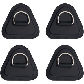 4 Pieces Pad/Patch D Rings for PVC Inflatable Boat Canoe Raft Stainless Steel D-Ring Dinghy Kayak Surfboard Paddle Board (Black)