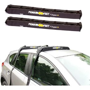 Suspenz Soft Roof Rack Pads for Kayak, Canoes, SUPs, Surfboards, Tie-Down Straps Included, Penguin Feet Car Top Transport System with Cam Buckle Straps