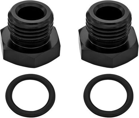 BESULEN 6AN Block off Cap ORB Plug Fitting Adapter, Aluminum Alloy Black Anodized Surface, 2Pcs Hex Block Off Cap Male Adapter with O-ring, Boss Port Plug Seal Nut, Car Accessories (AN6) in Saudi Arabia