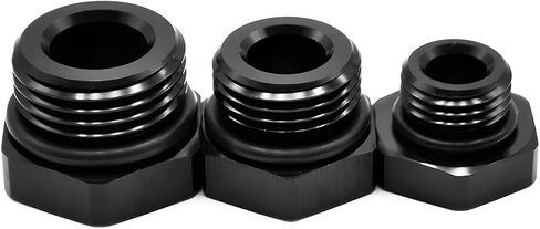 BESULEN 6AN Block off Cap ORB Plug Fitting Adapter, Aluminum Alloy Black Anodized Surface, 2Pcs Hex Block Off Cap Male Adapter with O-ring, Boss Port Plug Seal Nut, Car Accessories (AN6) in Saudi Arabia