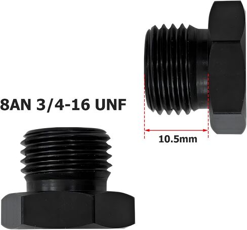 BESULEN 6AN Block off Cap ORB Plug Fitting Adapter, Aluminum Alloy Black Anodized Surface, 2Pcs Hex Block Off Cap Male Adapter with O-ring, Boss Port Plug Seal Nut, Car Accessories (AN6) in Saudi Arabia
