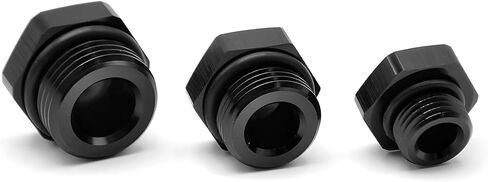 BESULEN 6AN Block off Cap ORB Plug Fitting Adapter, Aluminum Alloy Black Anodized Surface, 2Pcs Hex Block Off Cap Male Adapter with O-ring, Boss Port Plug Seal Nut, Car Accessories (AN6) in Saudi Arabia