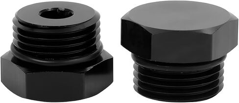 BESULEN 6AN Block off Cap ORB Plug Fitting Adapter, Aluminum Alloy Black Anodized Surface, 2Pcs Hex Block Off Cap Male Adapter with O-ring, Boss Port Plug Seal Nut, Car Accessories (AN6) in Saudi Arabia