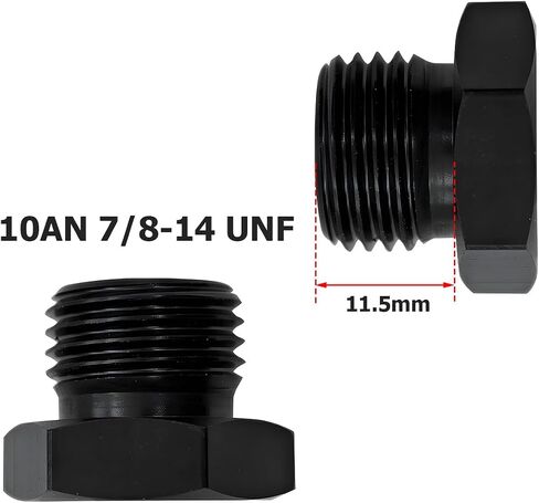 BESULEN 6AN Block off Cap ORB Plug Fitting Adapter, Aluminum Alloy Black Anodized Surface, 2Pcs Hex Block Off Cap Male Adapter with O-ring, Boss Port Plug Seal Nut, Car Accessories (AN6) in Saudi Arabia