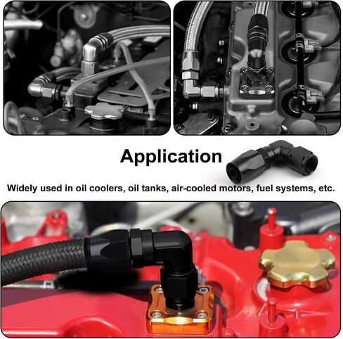 6AN Hose End Fitting, Black 90 Degree Hose Fitting Swivel Low Profile Forged Aluminum Swivel Fitting Fits for CPE Braided Lines in Saudi Arabia