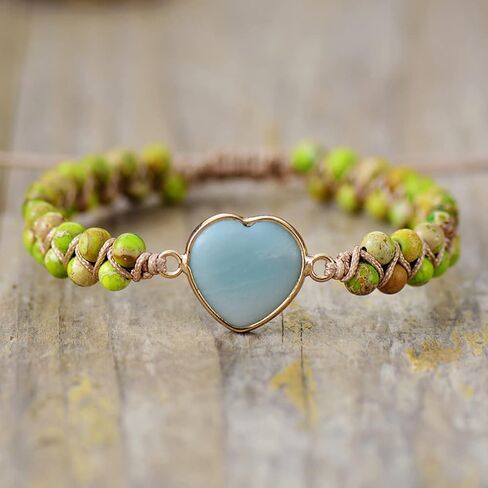 Passionate Heart Jasper Bracelet, 2022 New Natural Imperial Stone Heart Shape Charm Bracelets Classic Heart Shape Charm Stone Bracelets Handmade Adjustable Braided Passionate Bracelet in Saudi Arabia