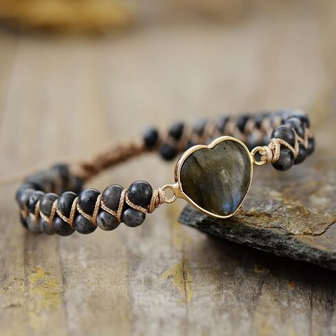 Passionate Heart Jasper Bracelet, 2022 New Natural Imperial Stone Heart Shape Charm Bracelets Classic Heart Shape Charm Stone Bracelets Handmade Adjustable Braided Passionate Bracelet in Saudi Arabia