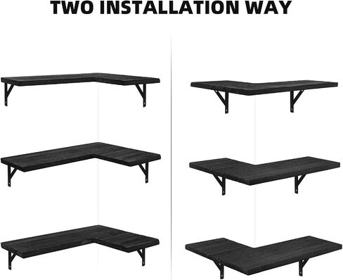 Corner Floating Shelves, Wood Wall Mounted Shelf Set of 3, L-Shaped Rustic Farmhouse Display Storage Shelf Hanging Bookshelf Organizer for Bathroom, Living Room, Bedroom, Kitchen, Office Décor in Saudi Arabia
