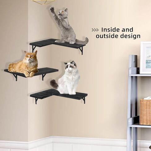 Corner Floating Shelves, Wood Wall Mounted Shelf Set of 3, L-Shaped Rustic Farmhouse Display Storage Shelf Hanging Bookshelf Organizer for Bathroom, Living Room, Bedroom, Kitchen, Office Décor in Saudi Arabia