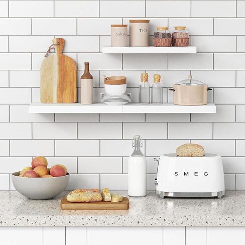 White Floating Shelves Wall Mounted Set of 3,Wood Storage Shlef for Wall,Space Saving Wall Shelf for Bathroom Bedroom Kitchen Storage Rack with Invisible Brackets. in Kuwait