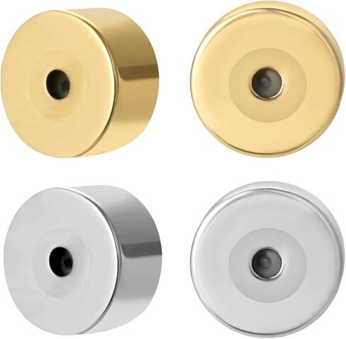 استبدال الأقراط للأزرار، 4 قطع من الأقراط المصنوعة من الفولاذ المقاوم للصدأ للأذنين المتدلية، الأقراط الثقيلة المثقوبة تدعم دعامات الدفع الآمنة لمسمار الماس، الذهب الأبيض in Kuwait