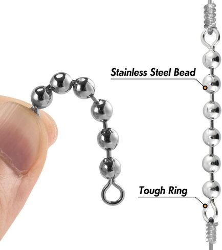 15 Pack Fishing Bead Chain Swivels, Stainless Steel Fishing Balls Chain Swivels,Catfish Tackle Fishing Rolling Bead Chain Connector Fishing High Speed Roller Swivels in Saudi Arabia
