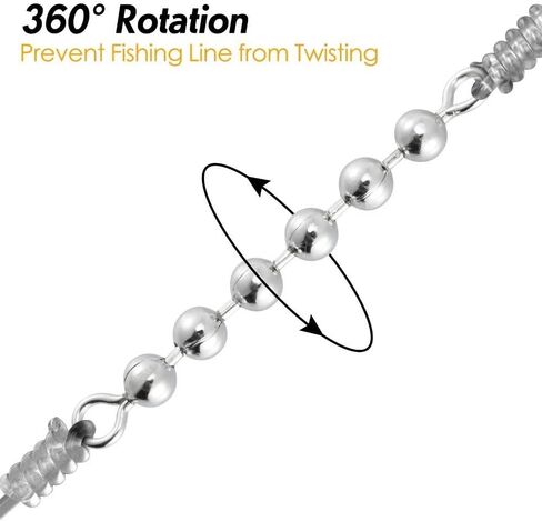15 Pack Fishing Bead Chain Swivels, Stainless Steel Fishing Balls Chain Swivels,Catfish Tackle Fishing Rolling Bead Chain Connector Fishing High Speed Roller Swivels in Saudi Arabia