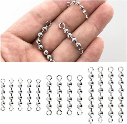15 Pack Fishing Bead Chain Swivels, Stainless Steel Fishing Balls Chain Swivels,Catfish Tackle Fishing Rolling Bead Chain Connector Fishing High Speed Roller Swivels in Saudi Arabia