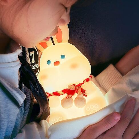 Cute Bunny Kids Night Light, Easter Gift Rabbit Birthday Gifts Room Decor Bedroom Decorations for Baby Children, Seven Color Modes and Warm Light Mode Silicone Lamp in Saudi Arabia