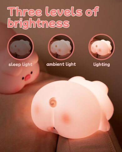 ضوء ليلي على شكل خنزير للأطفال، ضوء ليلي على شكل خنزير مع 3 مستويات خافتة للضوء، مصباح لطيف قابل لإعادة الشحن، ومؤقت ضوء ليلي للأطفال in Kuwait
