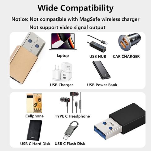 محول USB C إلى USB [4 حزم]، محول USB-A ذكر إلى USB-C أنثى متوافق مع iPhone 11 12 13 Pro max، Samsung Galaxy S22+ S21 FE Ultra، Google Pixel 6 Pro 5,4 Pack in Kuwait