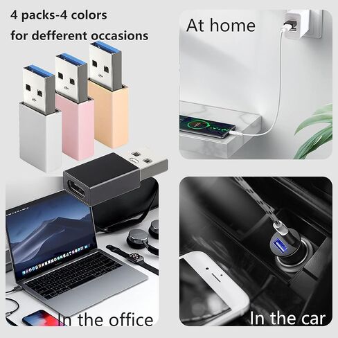محول USB C إلى USB [4 حزم]، محول USB-A ذكر إلى USB-C أنثى متوافق مع iPhone 11 12 13 Pro max، Samsung Galaxy S22+ S21 FE Ultra، Google Pixel 6 Pro 5,4 Pack in Kuwait