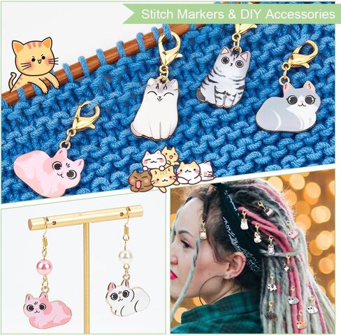 NBEADS 24 Pcs 12 Styles Cat Stitch Markers, Enamel Charms Crochet Stitch Marker Removable Lobster Clasp Locking Stitch Marker for Knitting Weaving Sewing Needleworks Jewelry Making in Saudi Arabia