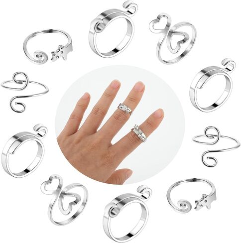 10Pcs Crochet Rings for Crocheting Adjustable Yarn Tension Ring Knitting Ring for Finger Crochet Loop Ring Crocheting Accessories for Women Girls Crochet Gifts for Crochet Lovers in Saudi Arabia