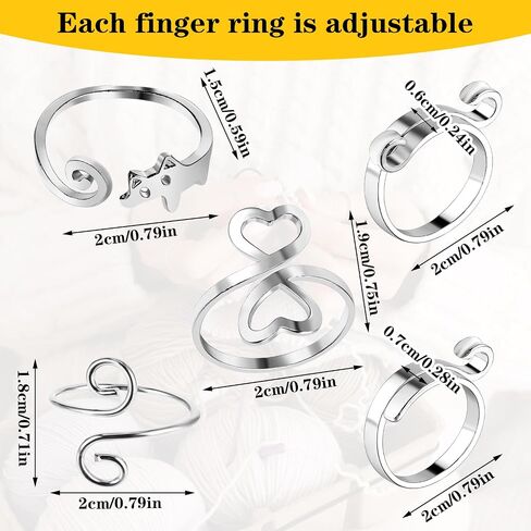 10Pcs Crochet Rings for Crocheting Adjustable Yarn Tension Ring Knitting Ring for Finger Crochet Loop Ring Crocheting Accessories for Women Girls Crochet Gifts for Crochet Lovers in Saudi Arabia
