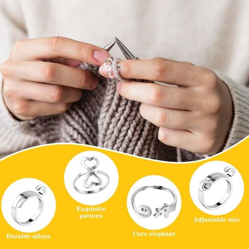 10Pcs Crochet Rings for Crocheting Adjustable Yarn Tension Ring Knitting Ring for Finger Crochet Loop Ring Crocheting Accessories for Women Girls Crochet Gifts for Crochet Lovers in Saudi Arabia
