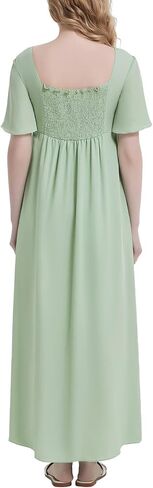 Maternity Maxi Dress Short Sleeve V Neck Baby Shower Pregnancy Dress Split Side Flowy Chiffon Ruffle Summer Dresses in Saudi Arabia