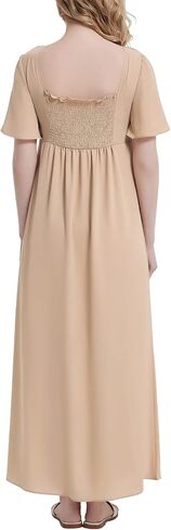 Maternity Maxi Dress Short Sleeve V Neck Baby Shower Pregnancy Dress Split Side Flowy Chiffon Ruffle Summer Dresses in Saudi Arabia