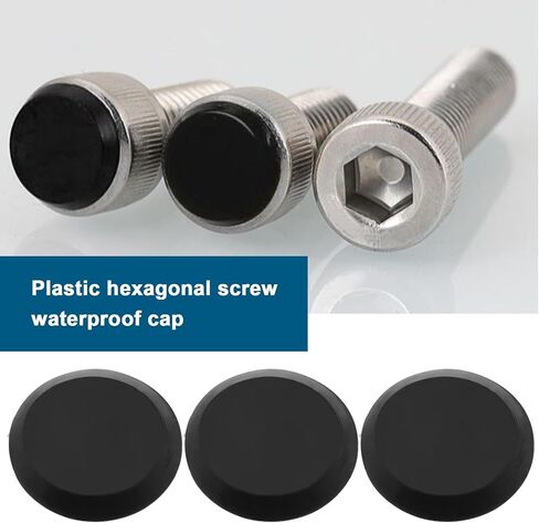 50PCS Socket Head Screw Cover Cap Hexagon Head Screw Cap Furniture Allen Screws Caps Plastic Protector for Mechanical Equipment Automotive Black M6 in Saudi Arabia