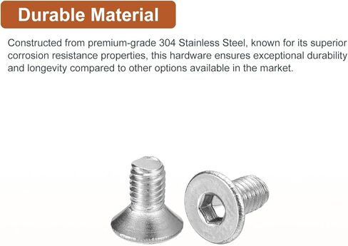 M3-0.5 x 6mm Flat Head Socket Cap Screws, 100 Pack 304 Stainless Steel Hex Socket Flat Head Screws, Full Thread, Countersunk Bolts in Kuwait