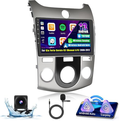 Hikity 2+64GB Android Carplay Stereo for 2009-2017 Kia Forte Radio, 9 Inch Touch Screen in-Dash Navigation with Wireless Apple Carplay Android Auto, HiFi, WiFi, BT, FM, Backup Cam in Saudi Arabia