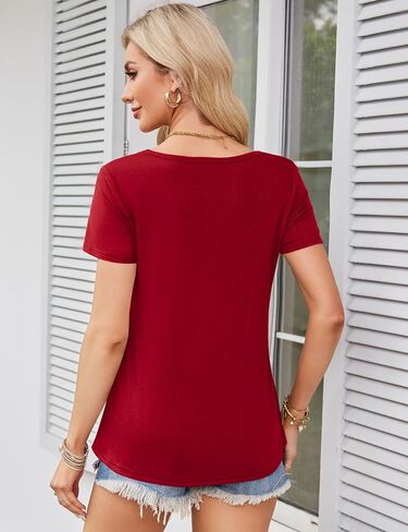 Amoretu Womens Scoop Neck Tshirt Short Sleeve Shirts Swing Tunic Tops Loose Fit in Saudi Arabia