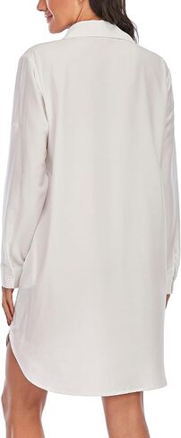 Womens Casual V-Neck Oversized Button Down Shirt Dress Long Sleeve Pocket Blouse in Saudi Arabia