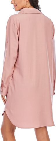 Womens Casual V-Neck Oversized Button Down Shirt Dress Long Sleeve Pocket Blouse in Saudi Arabia