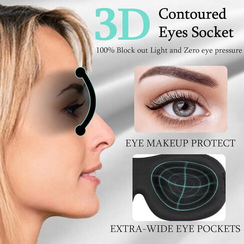 2 Pack Sleep Mask 100% Blackout 3D Eye Mask Eye Mask with Adjustable Strap for Sleeping, Eye Sleep Shade Cover, Night Blindfold for Men Women in Kuwait