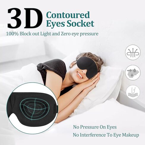 2 Pack Sleep Mask 100% Blackout 3D Eye Mask Eye Mask with Adjustable Strap for Sleeping, Eye Sleep Shade Cover, Night Blindfold for Men Women in Kuwait