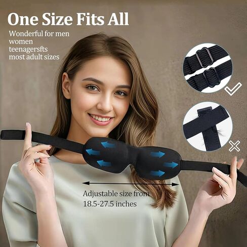 2 Pack Sleep Mask 100% Blackout 3D Eye Mask Eye Mask with Adjustable Strap for Sleeping, Eye Sleep Shade Cover, Night Blindfold for Men Women in Kuwait